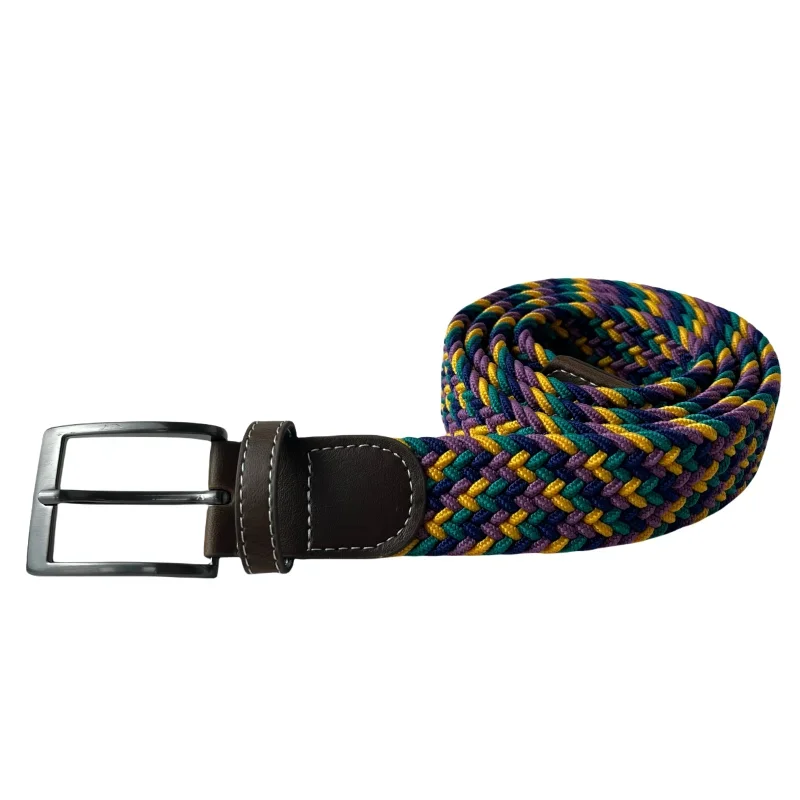 Braided Golf Belt for Men Stretchy Woven Canvas Women Belt No Hole Pin Buckle Elastic and Comfort for Casual Pants and Jeans