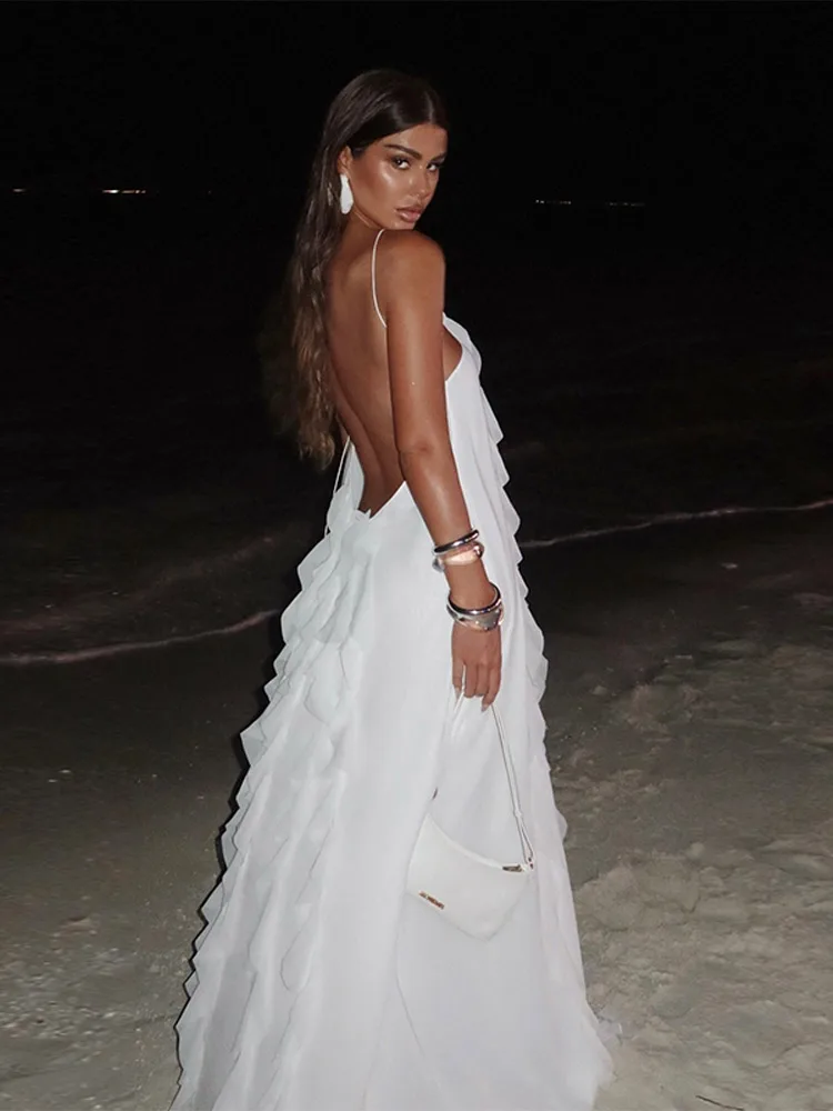 totally backless dress Blue Backless Maxi Dress main image 1