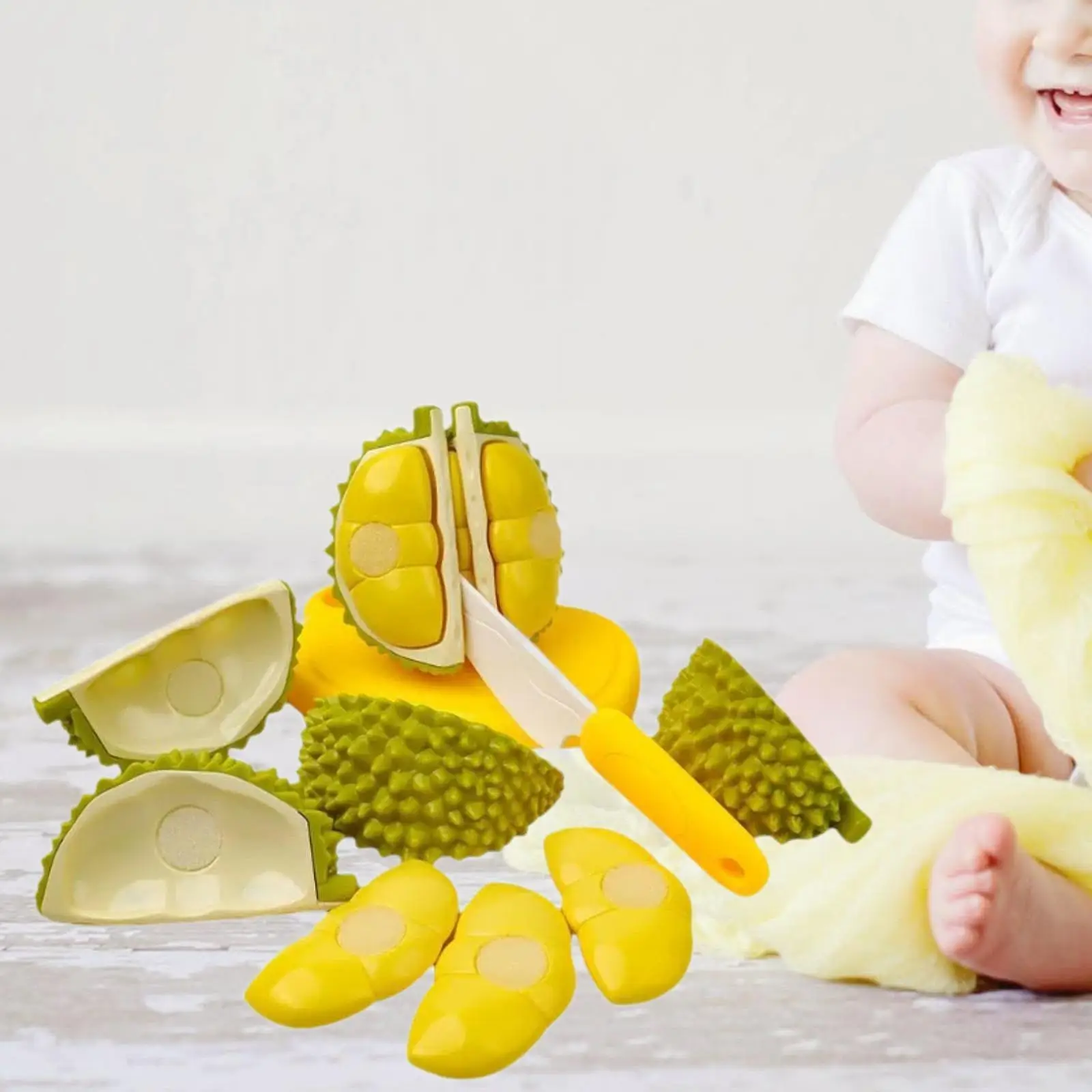 Simulation Peeling Durian Fruit Cuttable Durian Toy for Kids Cooking Cutting Food Durian Cutting Board for Girls Boys Ages 3+