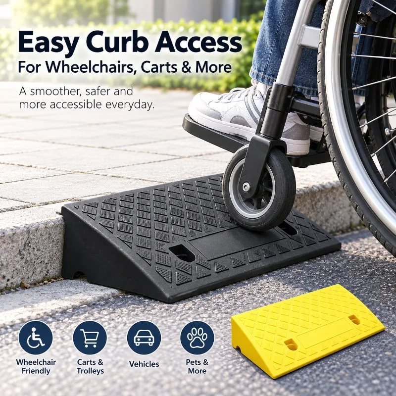 1/2PCS 80mm Plastic Kerb Ramp Non-Slip Threshold Ramp for Car Bicycle Wheelchair, Portable Curb Ramp for Smooth Transitions