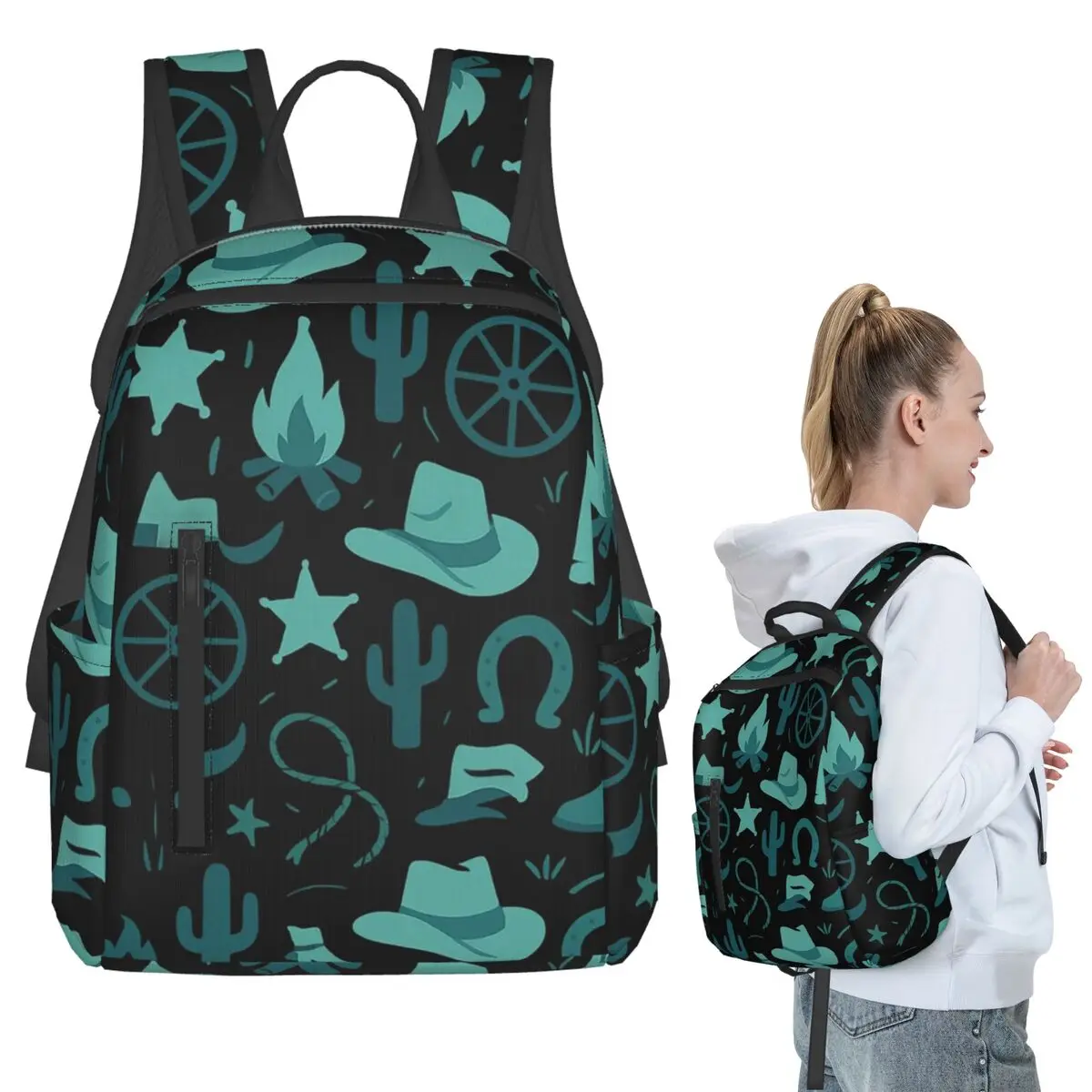 

Adorable Western Cowboy Element Backpack Student BookBag Children School Bag Computer Shoulder Bags Men Women