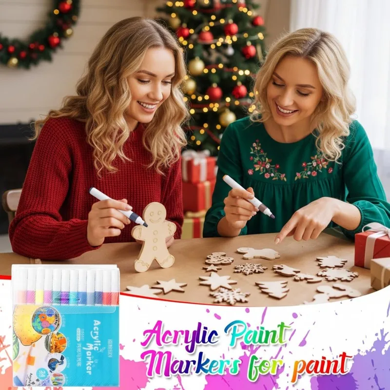 12/24/36 Colors Acrylic Paint Pens Medium Tip 8 Sets Markers for Pumpkin Rock Wood Canvas Ceramic Glass Metal DIY Crafts Gifts