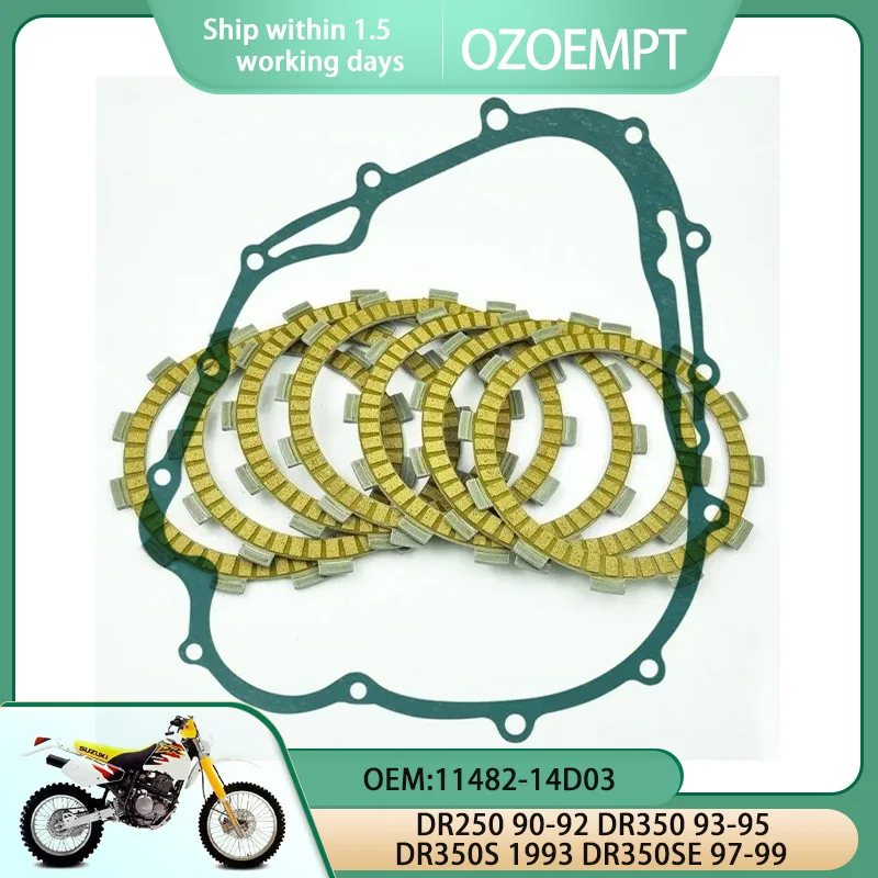 

OZOEMPT Motorcycle Clutch Disc Set and Cover Gasket Apply to DR250 90-92DR350 93-95 DR350S 1993 DR350SE 97-99