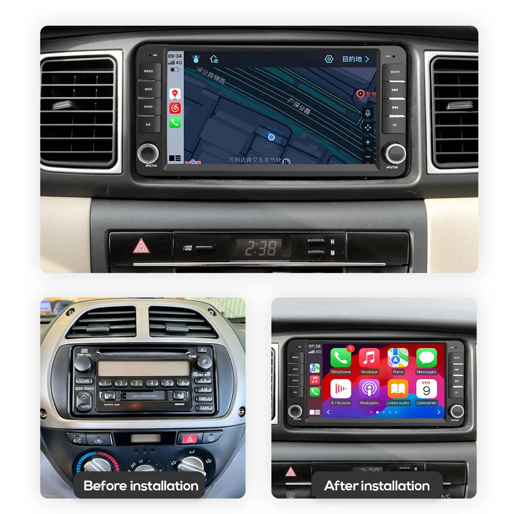 Radio Mobil Android 14 2 Din untuk Toyota Semua Mobil Corolla Camry RAV4 Yaris GPS Carplay Pemutar Multimedia Navigasi Bluetooth 256GB