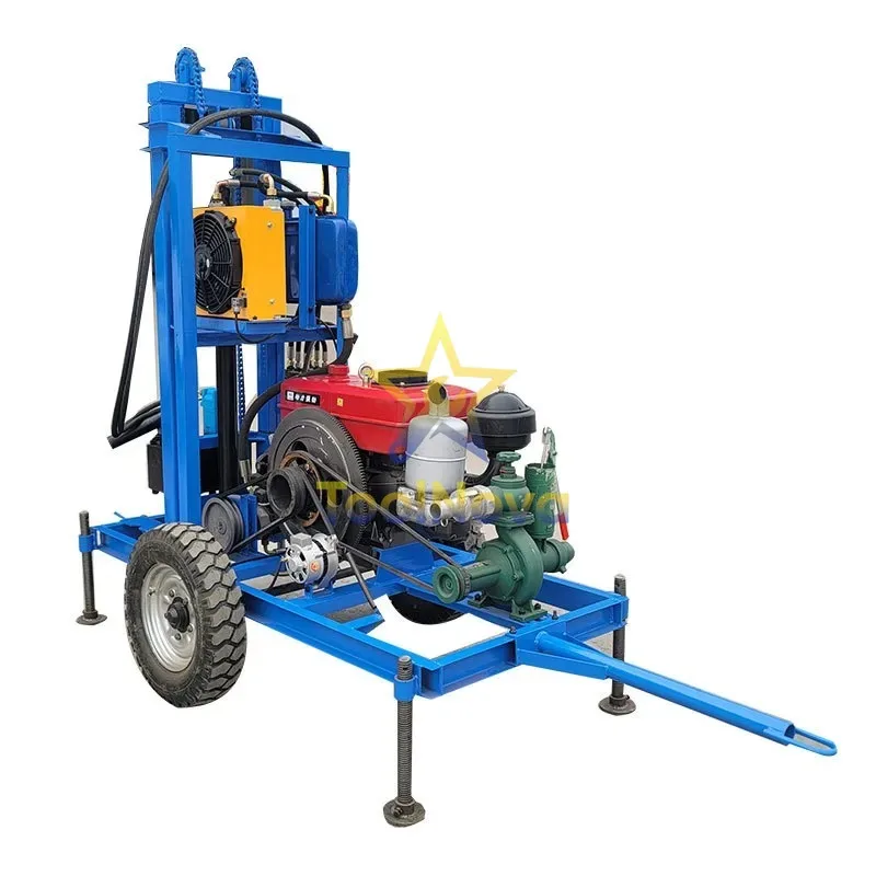 2026*Hotsale Wheeled household small drilling machine 22 horsepower upgraded drilling machine 200 meters rock drilling