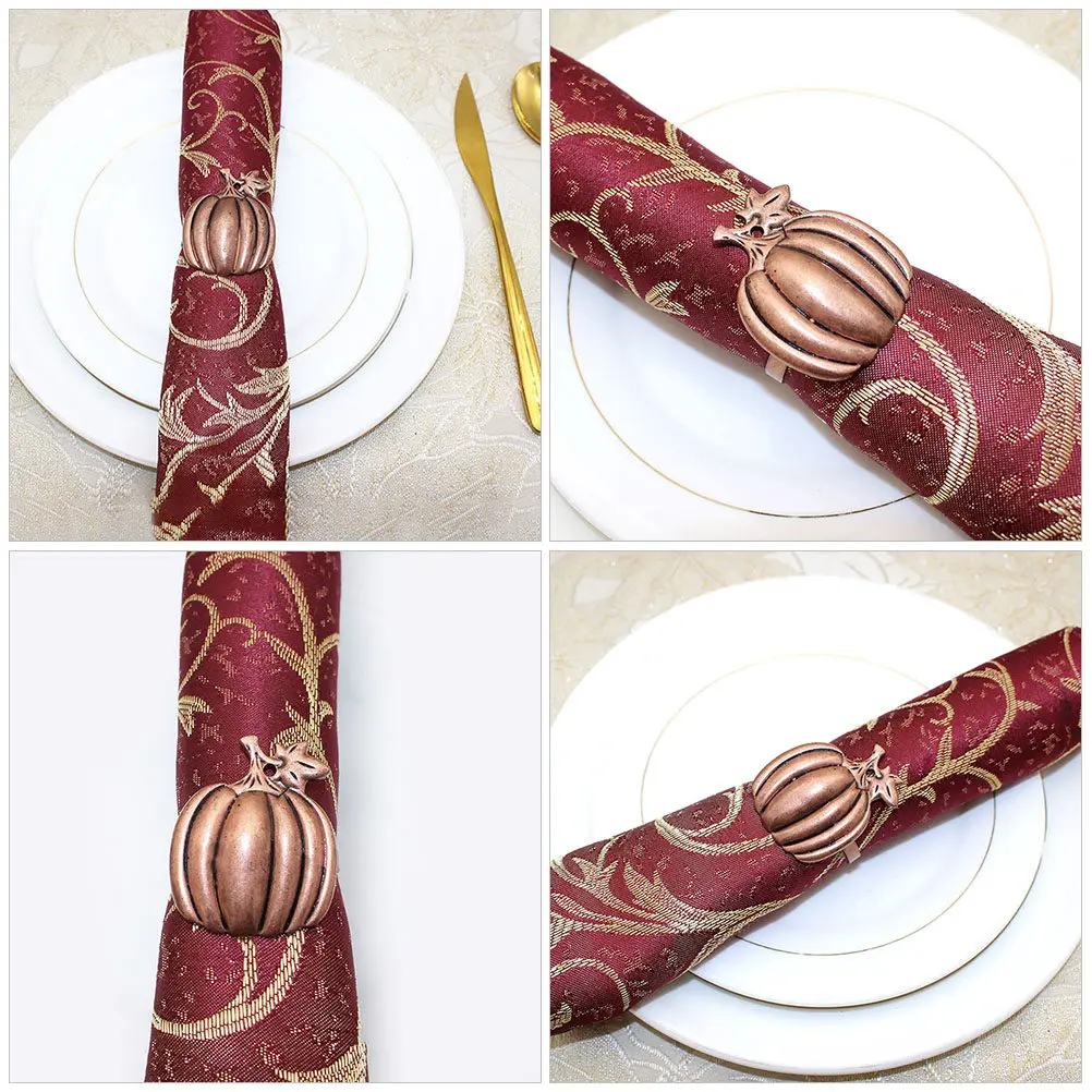 

1pc Pumpkin Rings Halloween Table Decor Fall Party Supplies Rustic Dinner Napkin Holder Decorative Napkin Buckle