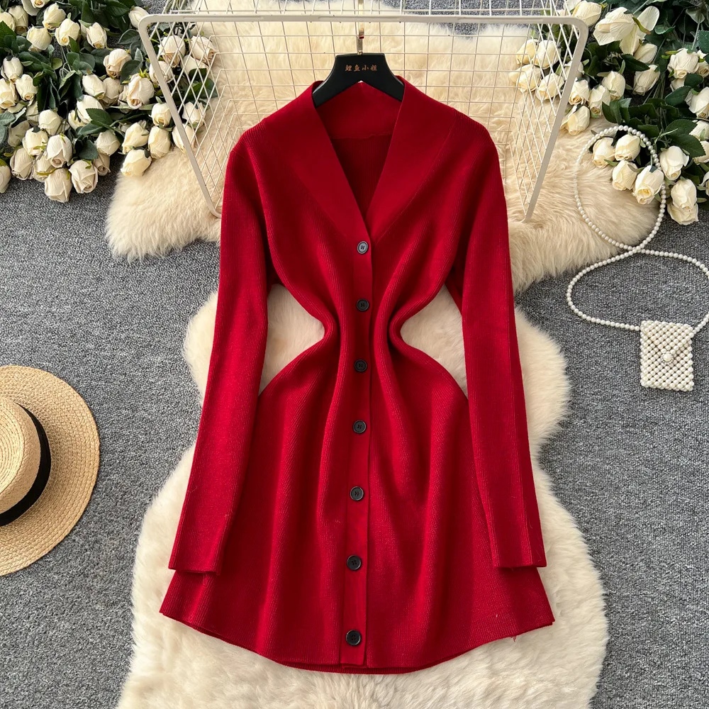 

Dress Women Mid Length Dresses A Line Vestidos Y2k Streetwear V Neck Elegant Splice Party Night Work High Waist Autumn Winter