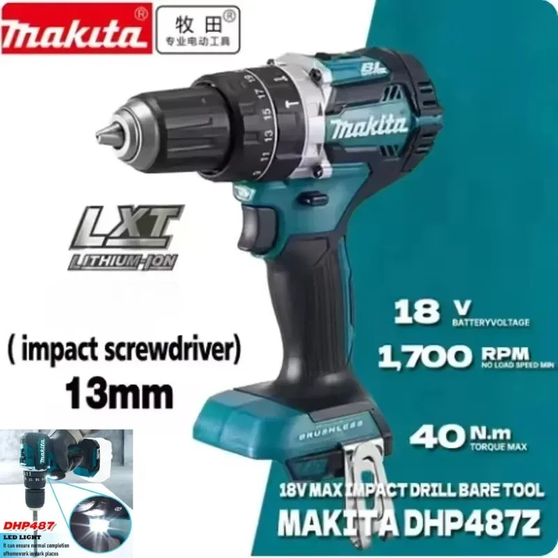 

Original Makita DHP487 13MM Cordless impact screwdriver drill Brushless Electric Impact Screwdriver 18V Rechargeable Power Tool.