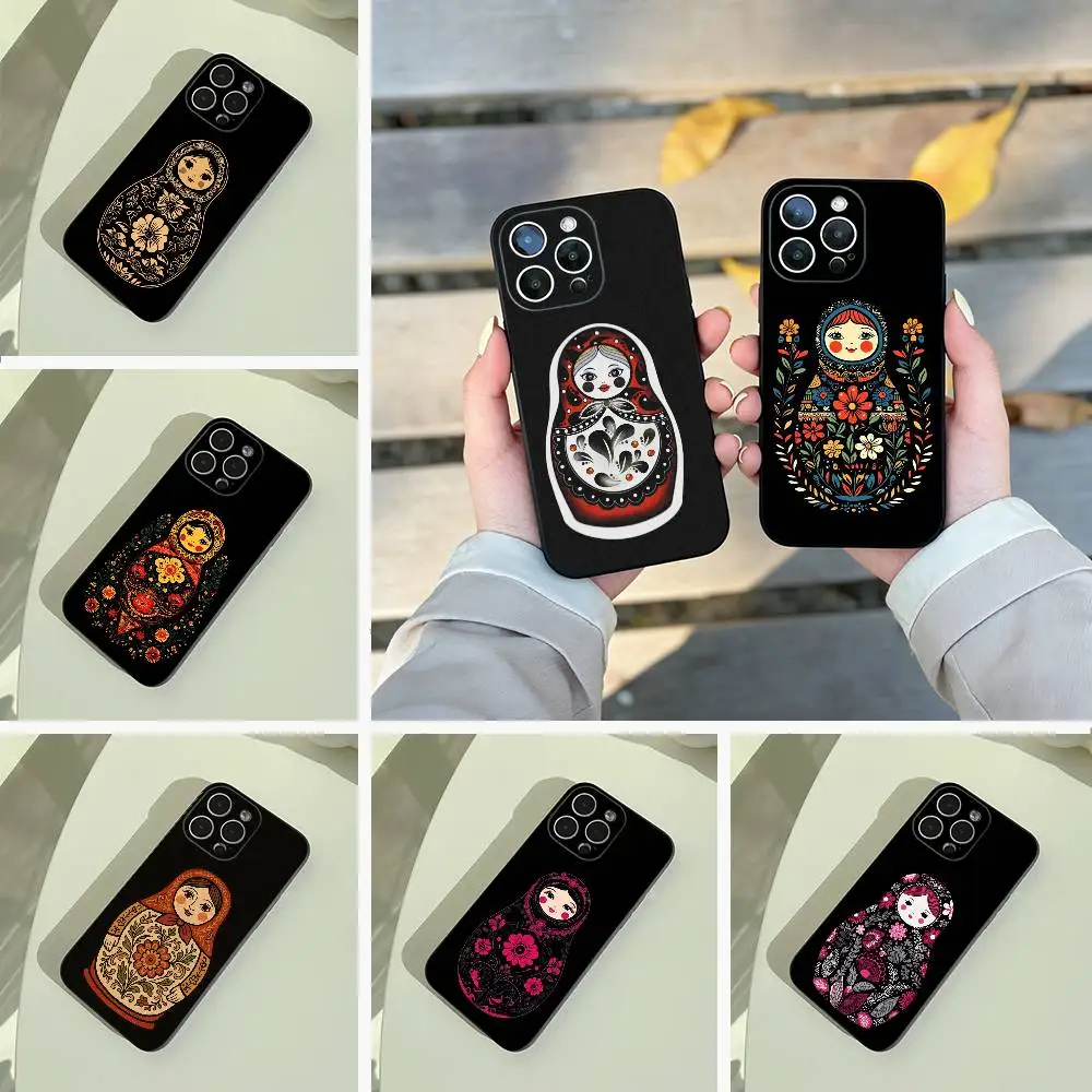 

Russian -Dolls- Matryoshka Phone Case For iPhone 17,16,15,14,13,12,11 Pro Max,16/15/14Plus,XS Soft Black Cover
