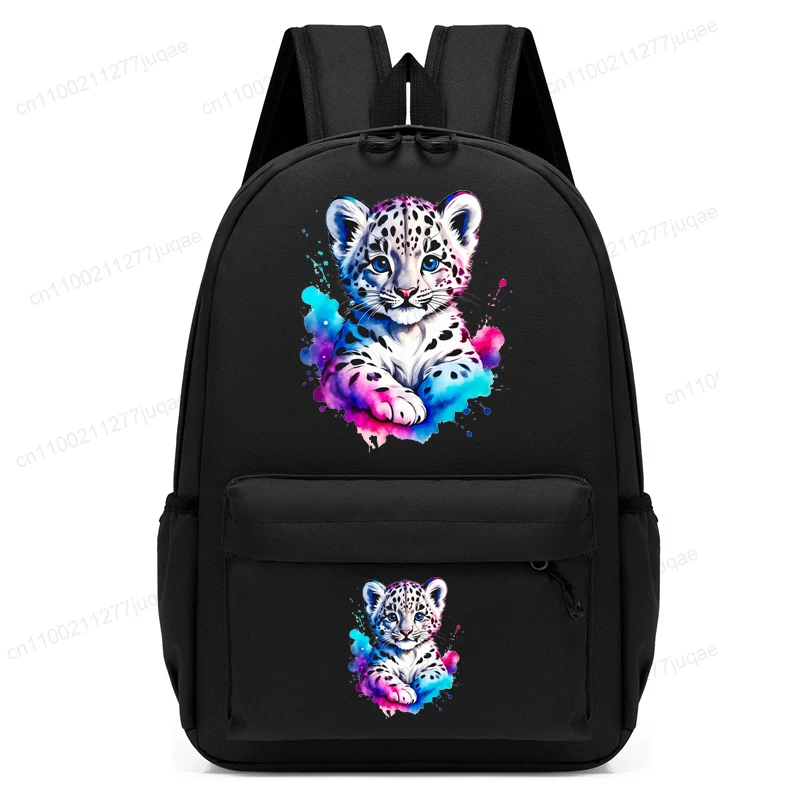 

Watercolor Leopard Cub Cartoon Kids Child Backpack Cute Kindergarten School Bag Boys Girls Daily Travel Casual Toddler Book Bag