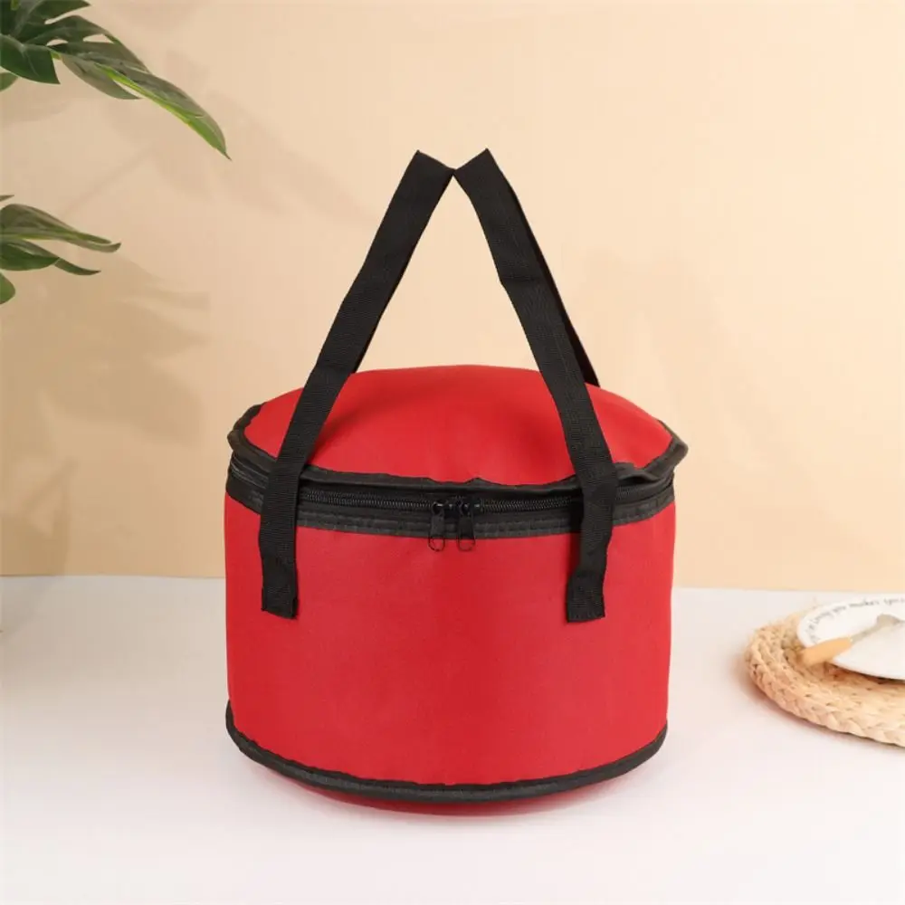 Wear-resistant Round Thermal Pie Carrier Reusable Handle Insulated Lunch Bag Lid Portable Casserole Food Tote Bag Food Delivery