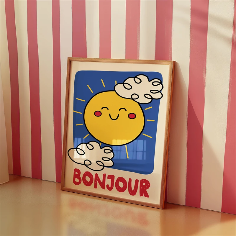 الملصقات الملونة غرفة الاطفال الحد الأدنى قماش اللوحة لطيف الحيوانات طباعة جدار صورة فنية للديكور المنزل هدية للأطفال #2