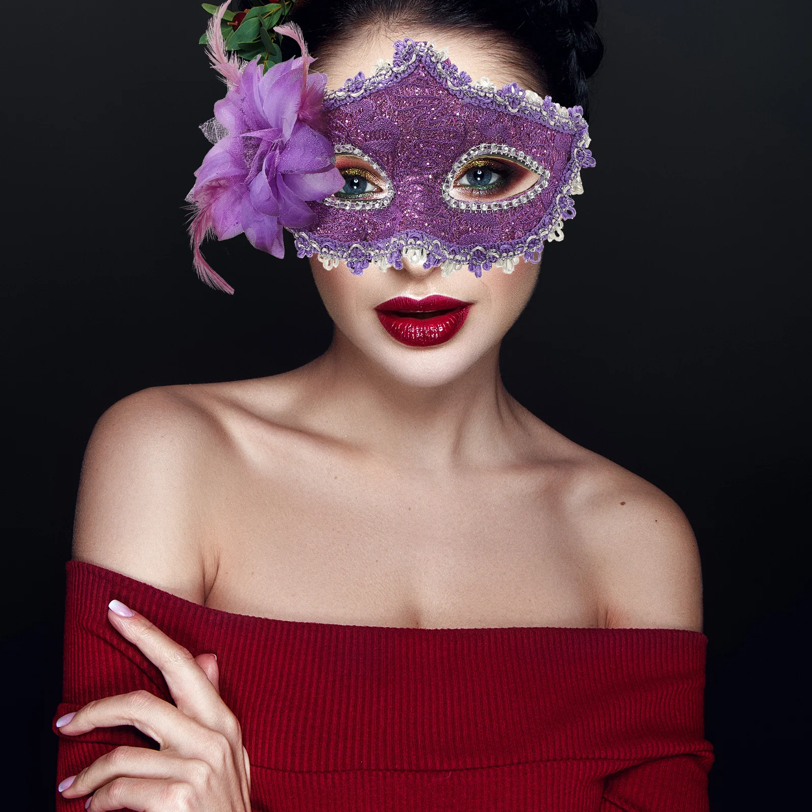 

Кружевная Венецианская Маска Цветок Кристалл Стразы Прочный Пластик Хэллоуин Необычные Платья Венецианская Маска Фиолетовый