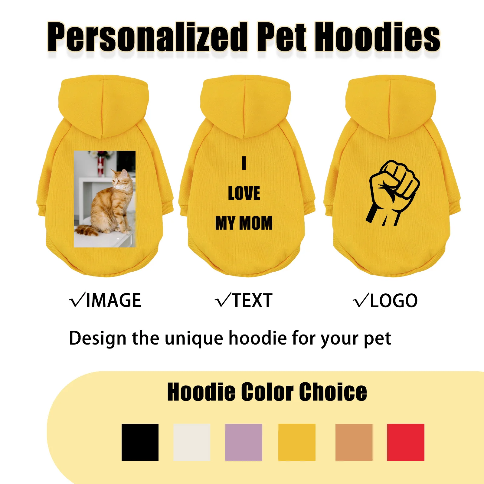 Customized Pet Hooded Sweatshirt Cats & Dogs Winter Warm Clothes Large-Sized Dog Clothing Teddy Golden Retriever All Cats