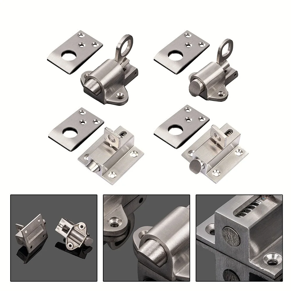 Stainless Steel Door Latch Self-closing Spring Lock Anti-theft Latch Automatic Latch Door Bolt Lock Home Hardware Accessories  ﻿