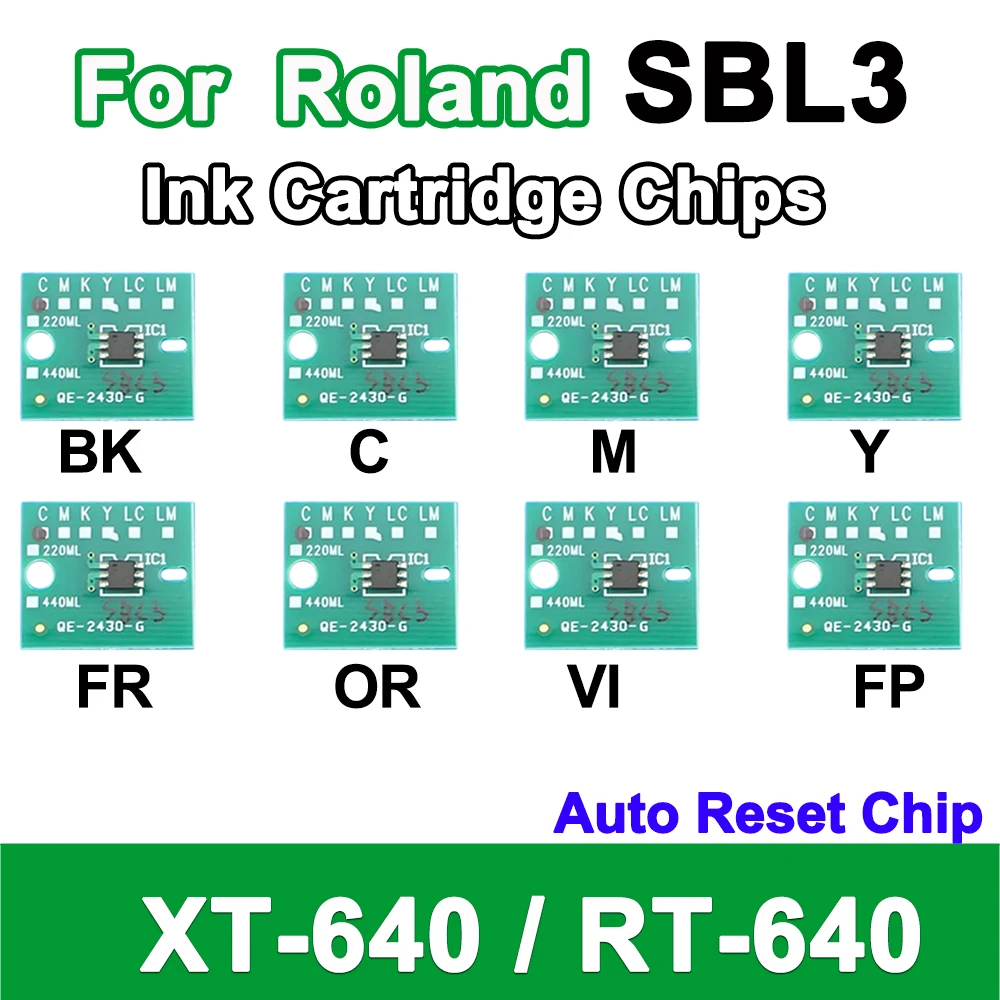 8 Colors SBL3 Permanent Chip For Roland RT-640 XT-640 Printer Ink cartridge Auto Reset Chip