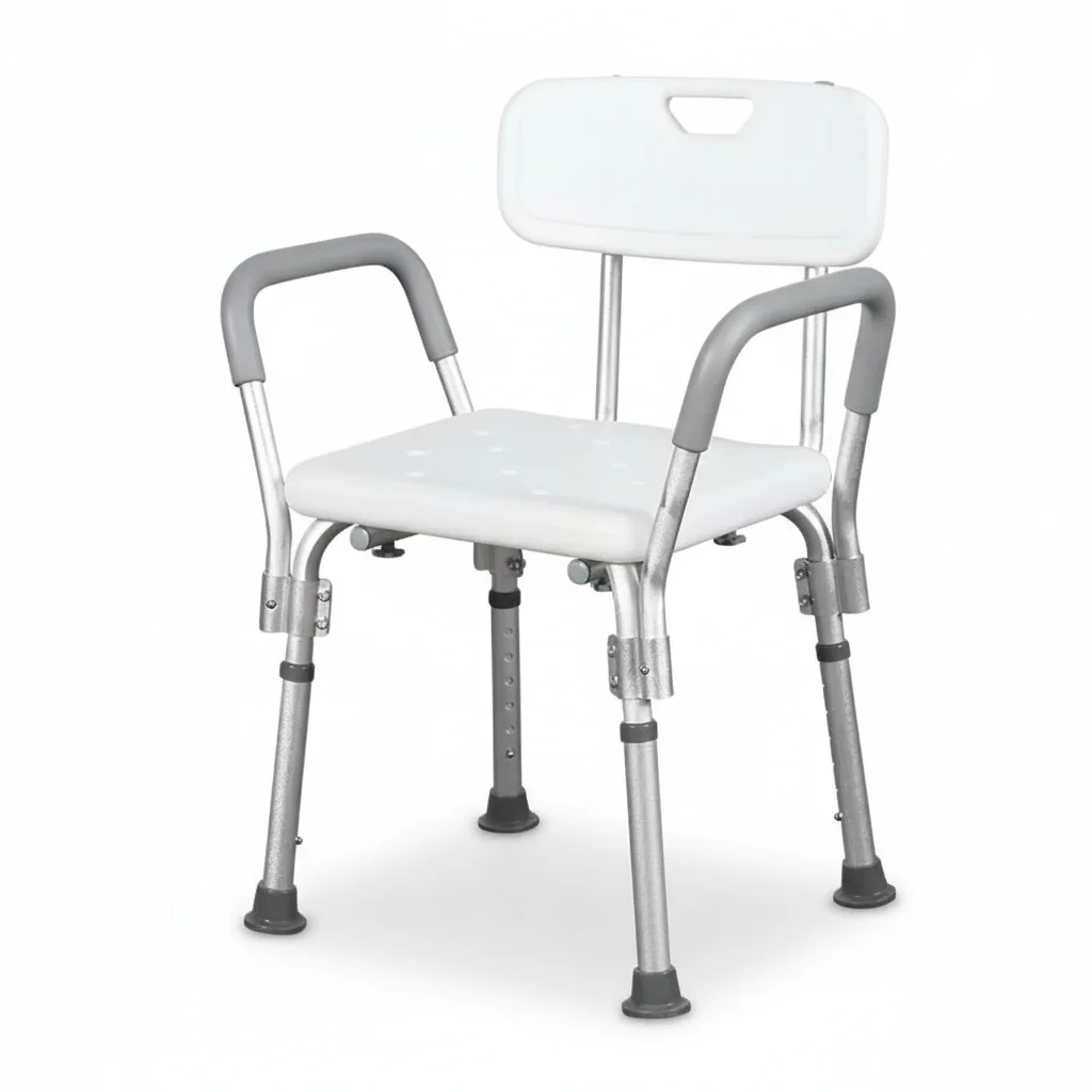 

Bathroom Safety Chair, Metal Adjustable Shower Chair, Bath Seat for Elderly Rehabilitation Therapy Equipment