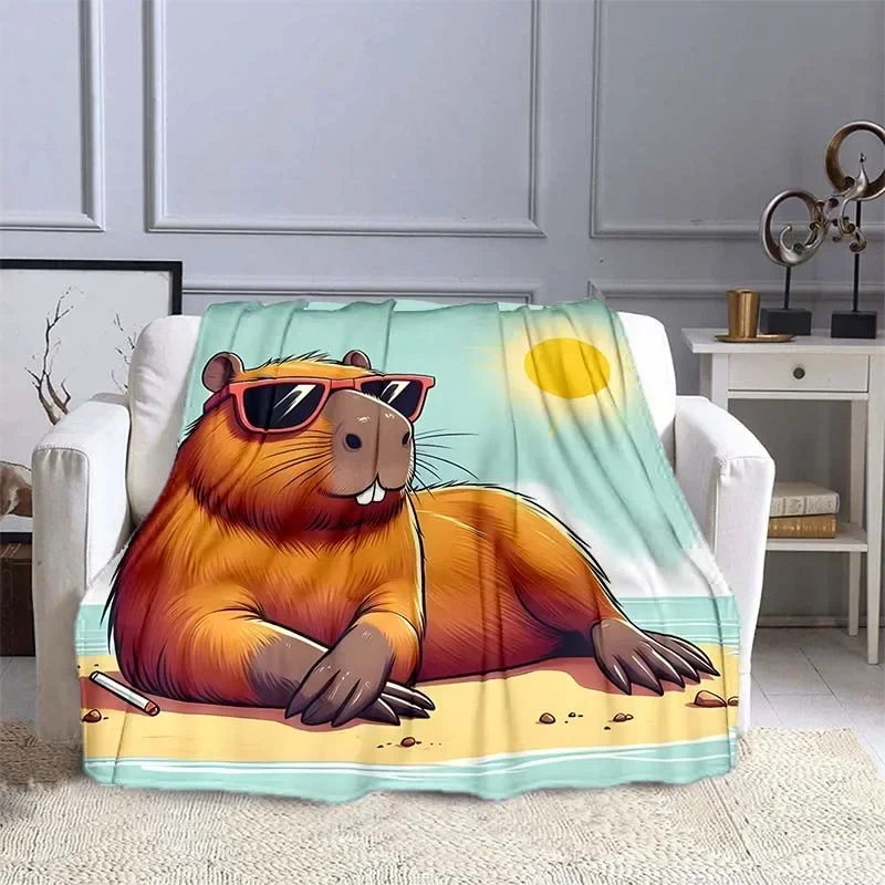 Capybara Printed Blanket Children Adult Blanket Soft and Warm Bedding for Bed Sofa Outdoor Travel Cover Blanket