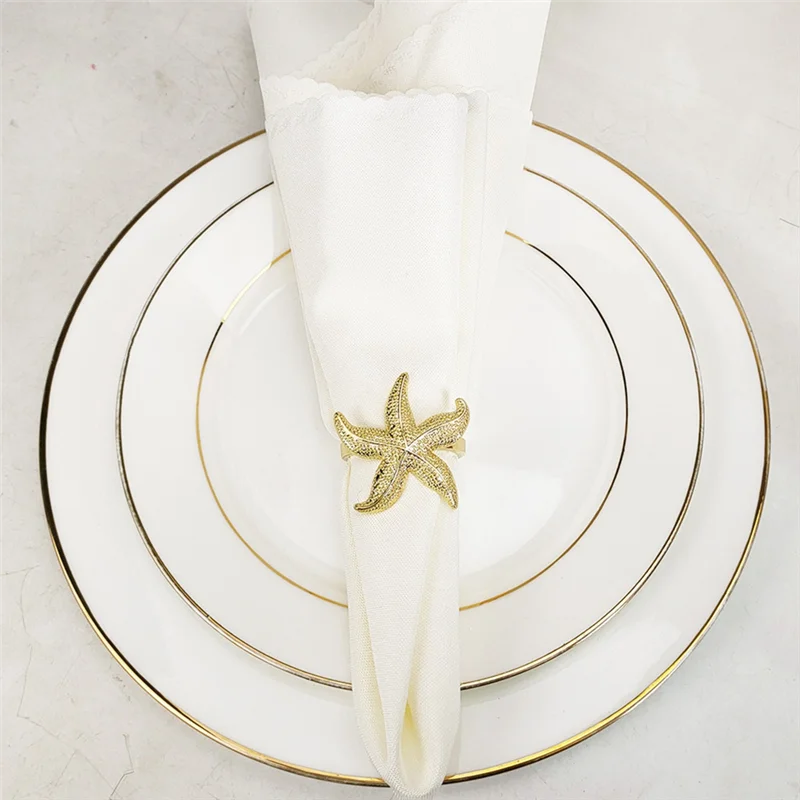 ABZL Starfish Napkin Rings 12 Gold Nautical Summer Wedding Party Beach Table Decor