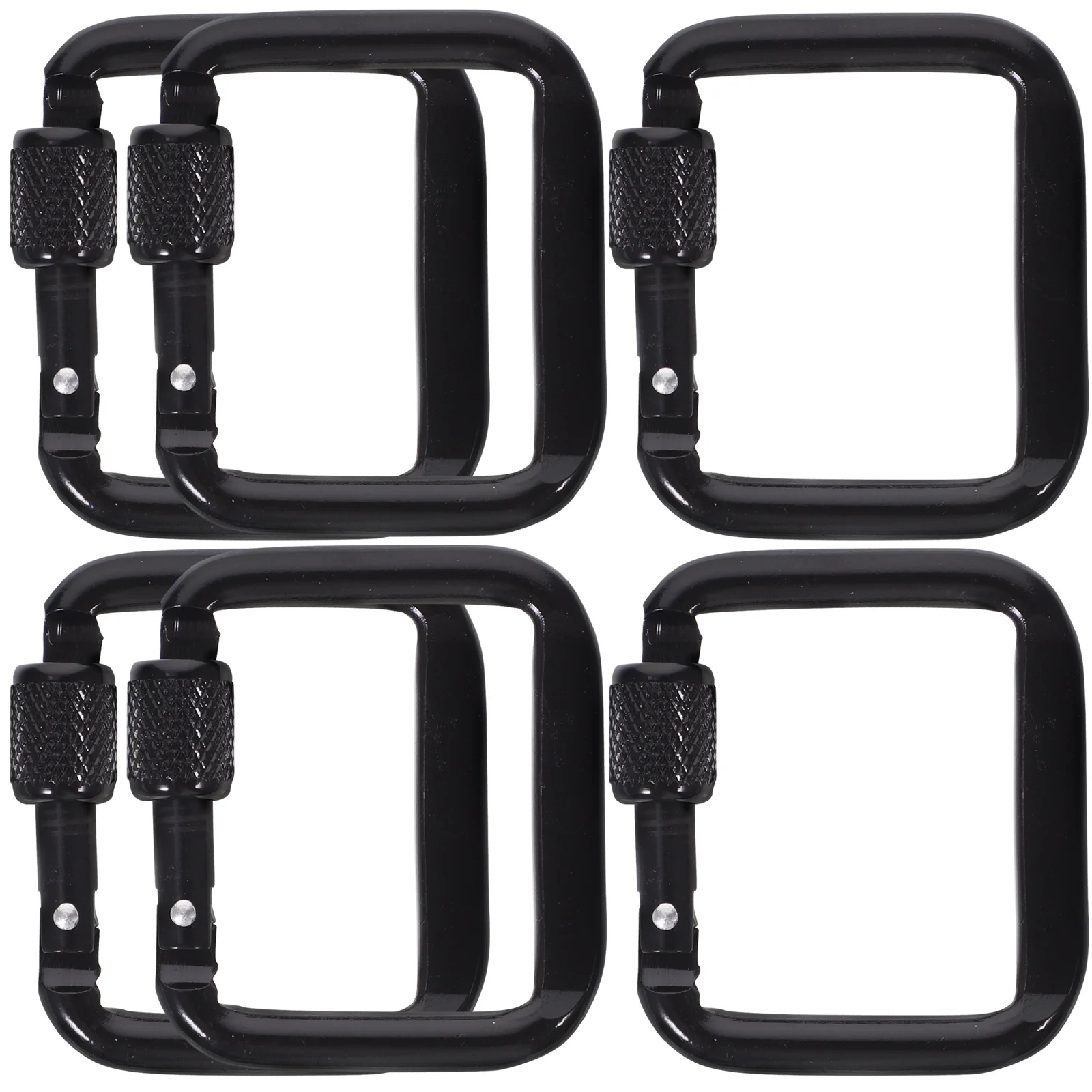 6 Pcs Camping Button Outdoor Square Buckle Useful Key Chains Foot Carabiner Aluminum Durable Heavy Duty