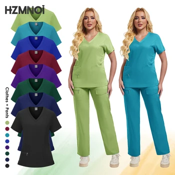 Scrub medico di alta qualità Uniforme Accessori per infermiere Clinica per animali domestici Medico Abiti da lavoro Uniformi per anestesista multicolori Infermiera Donna