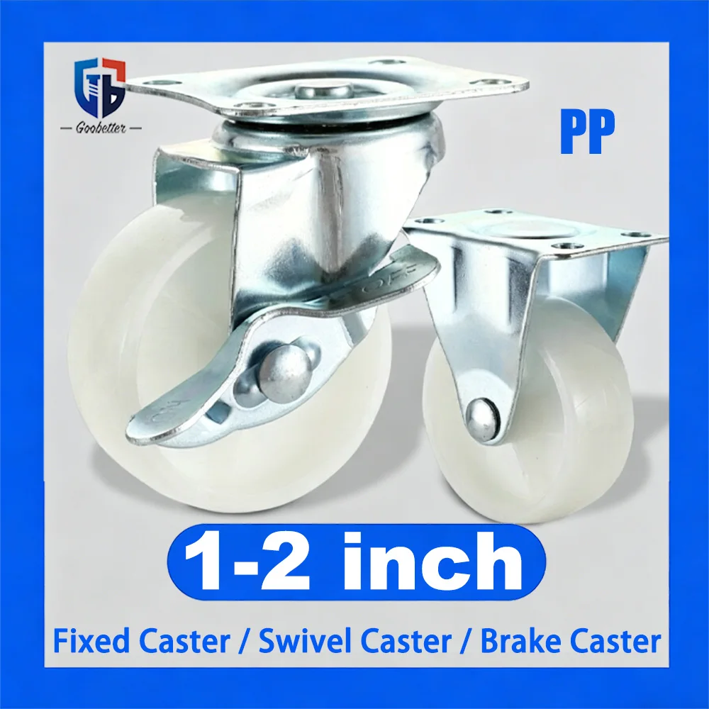 1/1.25/1.5/2 Inch PP Caster Wheel Wear Resistant Mini Swivel Fixed Roller Furniture Pulley Replacement for Drawer Tatami Cabine