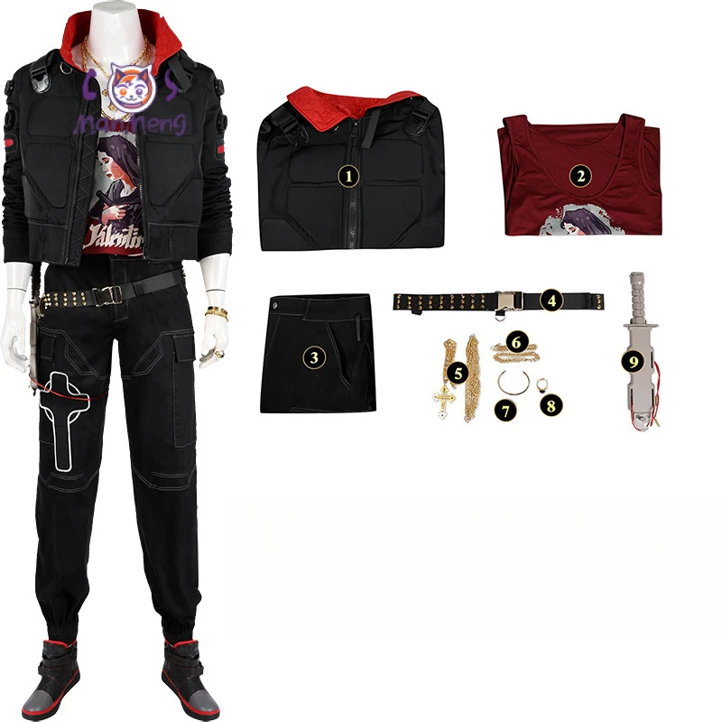 Jason Hightower Game punk 2077 Cosplay Costume Handsome coat vest props rings shoes Halloween party men uniform New set XS-XXXL