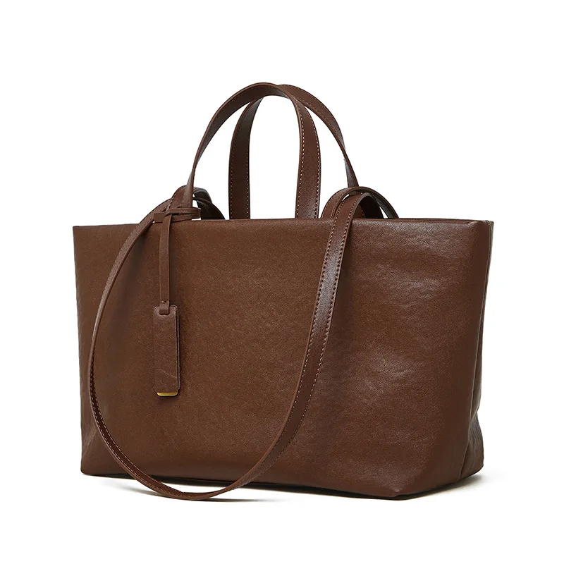 

New genuine leather women's bags, underarm single - shoulder tote bags, retro soft leather large - capacity cross - body bags