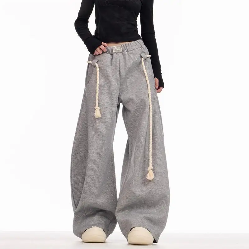 

Retro Wide Leg Sweatpants K 46027 Harajuku Style Neutral Gender Spring Collection Comfortable Sporty Trousers for Women