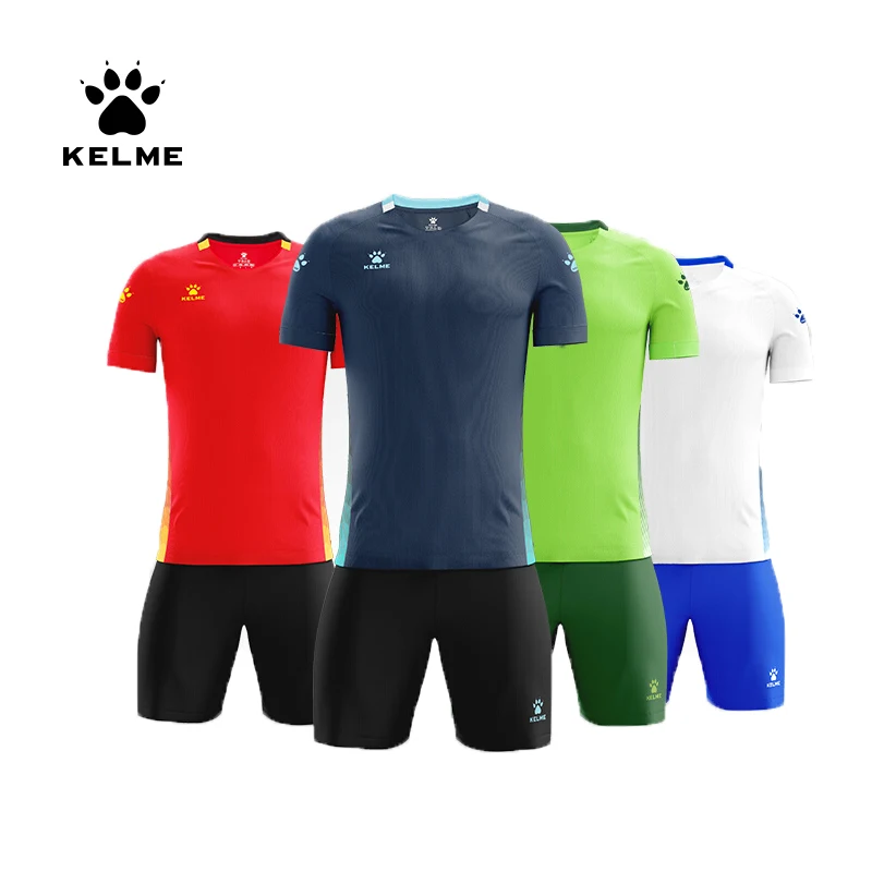 

KELME Men's Football Uniforms Custom Kid Soccer Jersey Summer Tracksuit Sportswear Short Sleeves Jersey Soccer Shorts 9151ZB1001