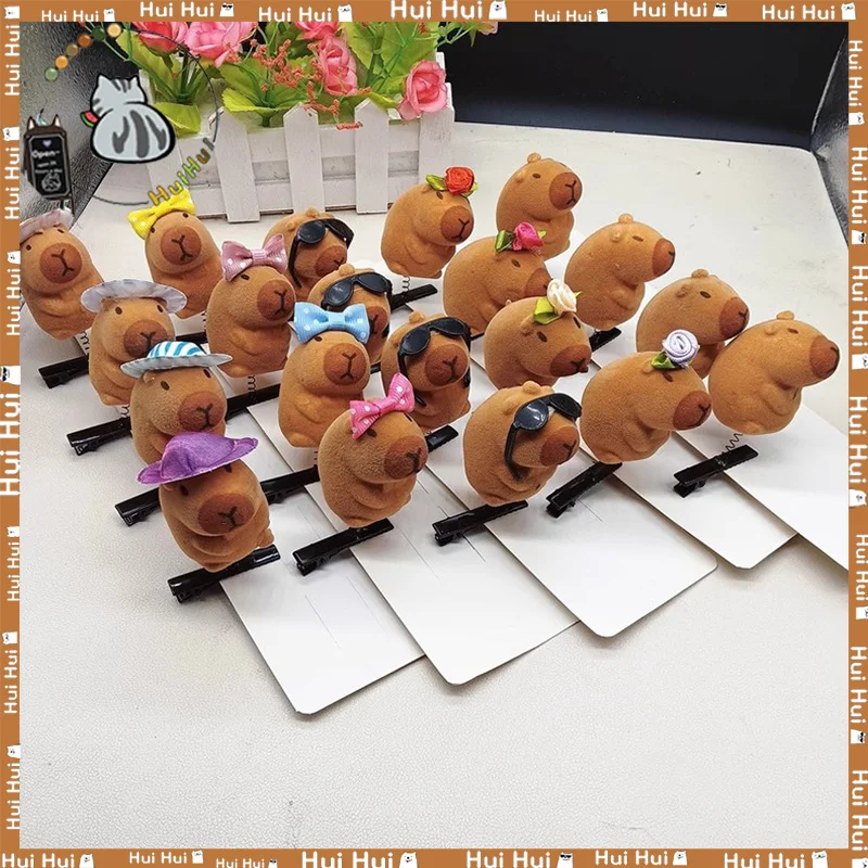 New 1pcs Kawaii Hair Clip Little 3d Capybara Hairpin Spring Clip Duckbill Clip Bangs Clips Side Clips Headwear Hair Accessories