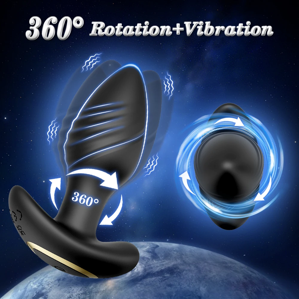Remote Controlled Prostate Massager 360 Rotation Anal Vibrator_voghion.com