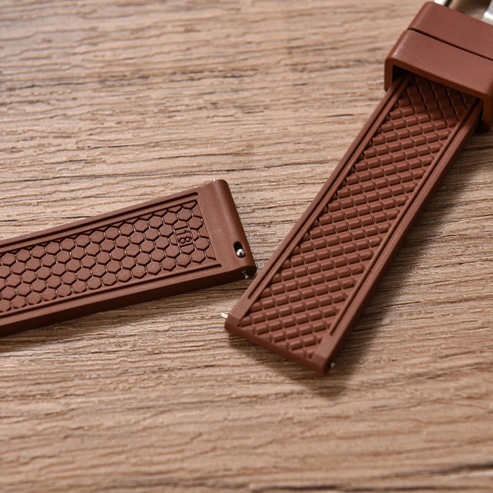 18/20/22/24mm Double Sided Diamond Pattern FKM Rubber Watch Bands Luxury Quick Release Watch Wrist Strap Adapt to Brand Watches