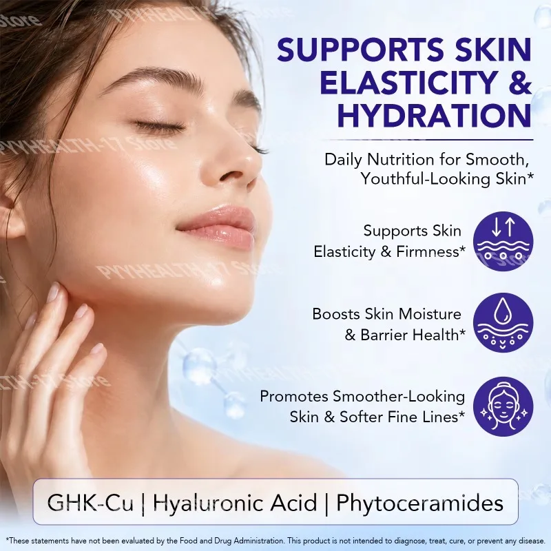 GHK-Cu Copper Peptide Softgels with Biotin, Hyaluronic Acid & Phytoceramides, Daily Skin & Hair Support,300 Mcg,120 Softgels