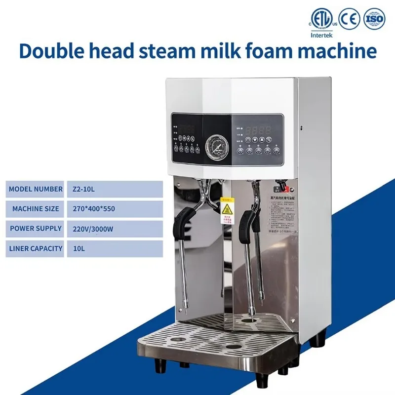Double Head Milk Foam Machine Automatic for Heating and Making Milk Foam Coffee Tea Coffee Shop Commercial Milk Foam Machine