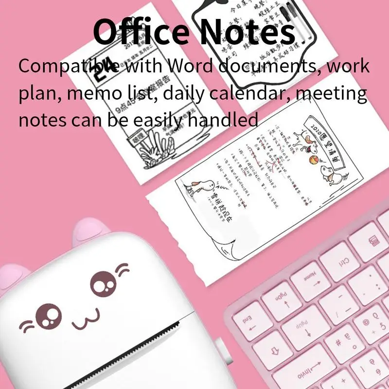 Mini Printer Portable Pocket Inkless Thermal Label Printer With 6 Rolls Printing Paper Pocket Wireless Printer For Learning