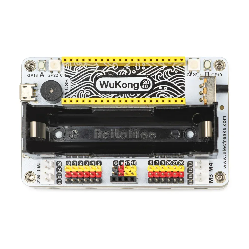 ELECFREAKS Wukong2040 لوحة القطع لـ Raspberry Pi Pico تدعم MicroBlocks & Python 18650 بطارية مكعبات بناء متوافقة