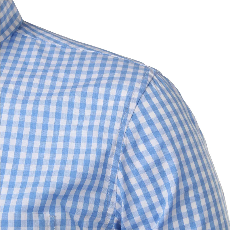 Camisa pequeña a cuadros con botones para hombre, novedad de verano 2023, camisas de vestir ajustadas de manga larga para hombre, camisas informales