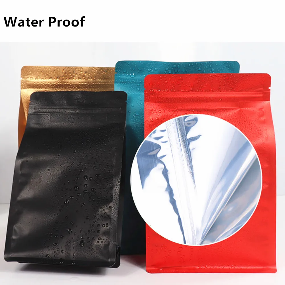 50pcs Colored Stand Up Zip Lock Bags - Eight Sides Sealed Flat Bottom Aluminum Foil Pouches with Zipper Self-sealing Food Grade