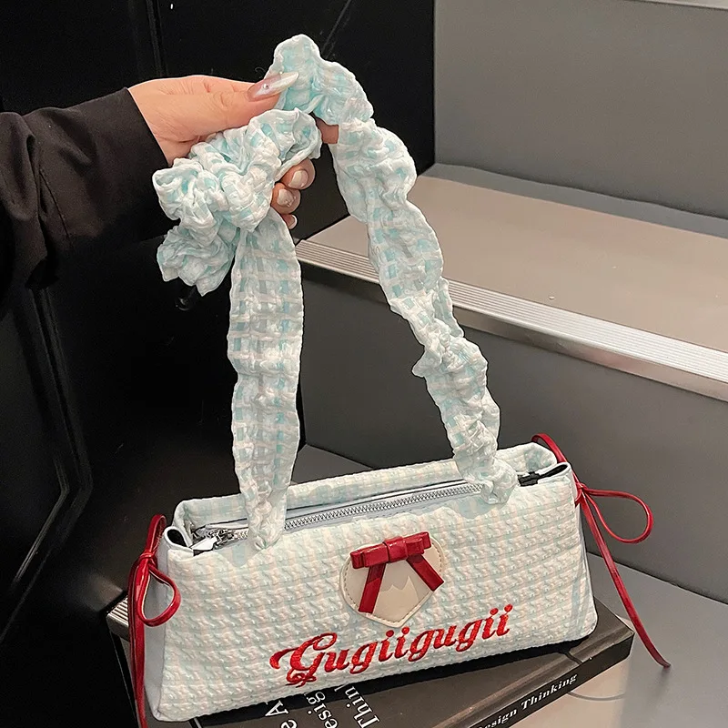 

2025Trendy Plaid & Polka Dot Shoulder Bag - Women's Casual Crossbody Purse, Stylish Underarm Handbag, Unique Small Designer Tote