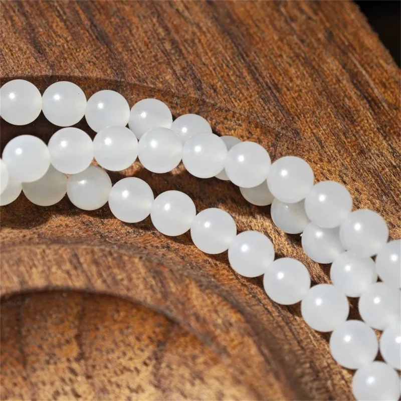 4Mm 148-Piece Necklace, Hetian Sheep Fat White Jade Round Multi-Loop Bracelet Bead Chain