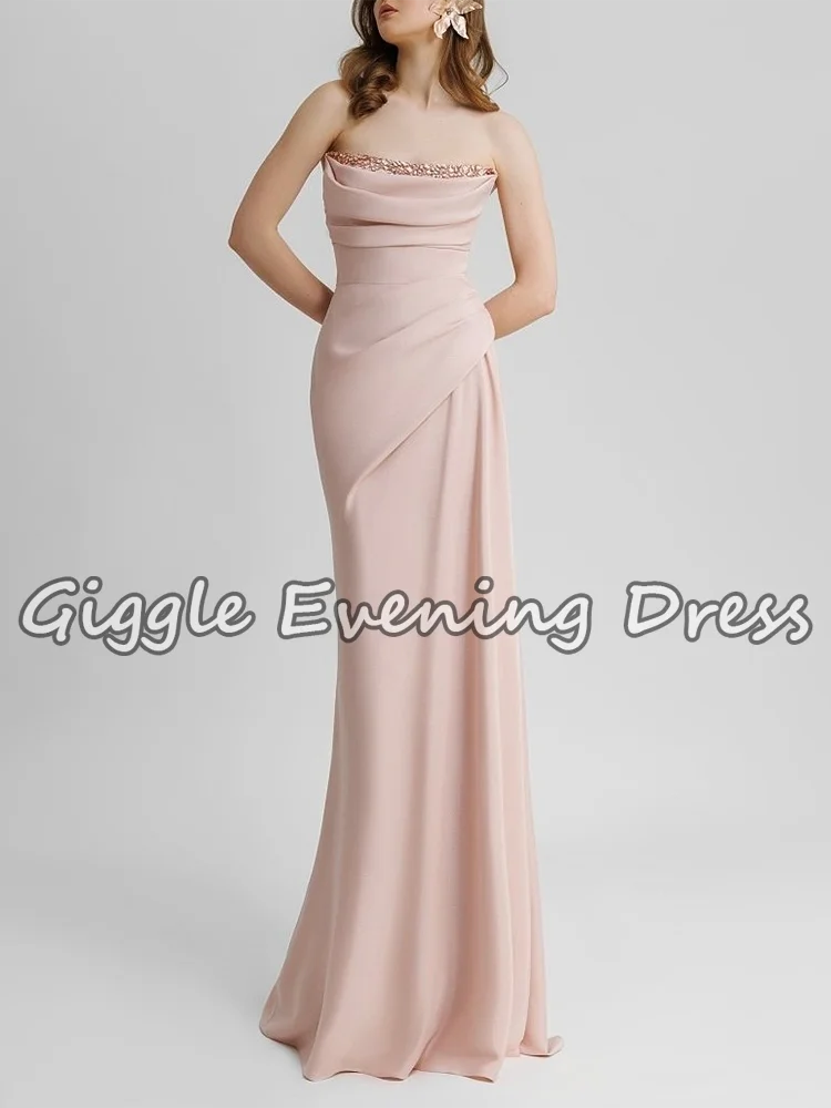 Giggle Rosa trägerlose Abendkleider, plissiertes Kristall-Meerjungfrau-Abschlussballkleid, elegantes Partykleid für formelle Anlässe für Damen, individuell gestaltet