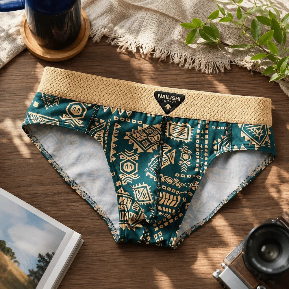 미드 웨이스트 프린트 언더웨어 란제리 스트라이프 트라이 - Pouch Boxer Pouch 리뷰 및 가격