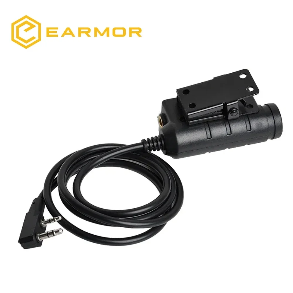 EARMOR Tactical PTT Tactical Headset Button activated push-to-talk PTT adapter M51 and AUX radio interface KENWOOD