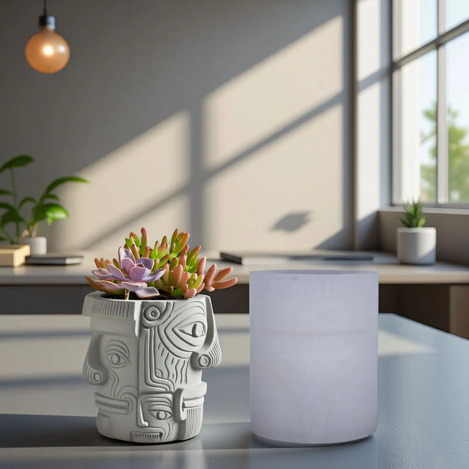 Chinese Opera Mask Planter Silicone Mold for Resin & Cement - DIY Decorative Flower Pot with Cultural Artistic Style,Candle Jar