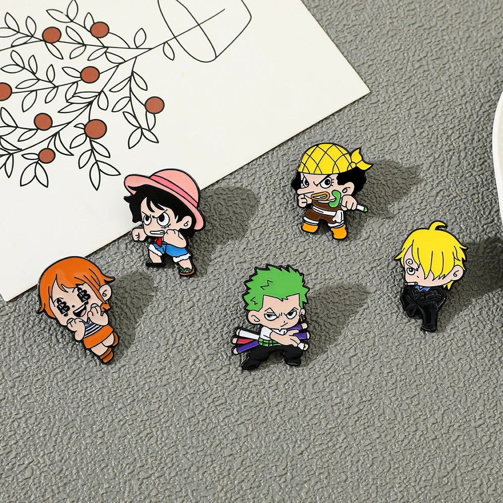 Anime Monkey D. Luffy Nami Sanji Cartoon Enamel Pin Funny Brooch Metal Badge Jewelry for Backpack And Clothing Gift for Friends - view 4