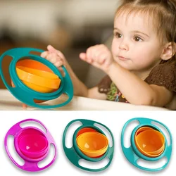 Universal  Practical Design Children Rotary Balance Novelty Gyro Umbrella 360 Rotate Spill-Proof Solid Feeding Dishes