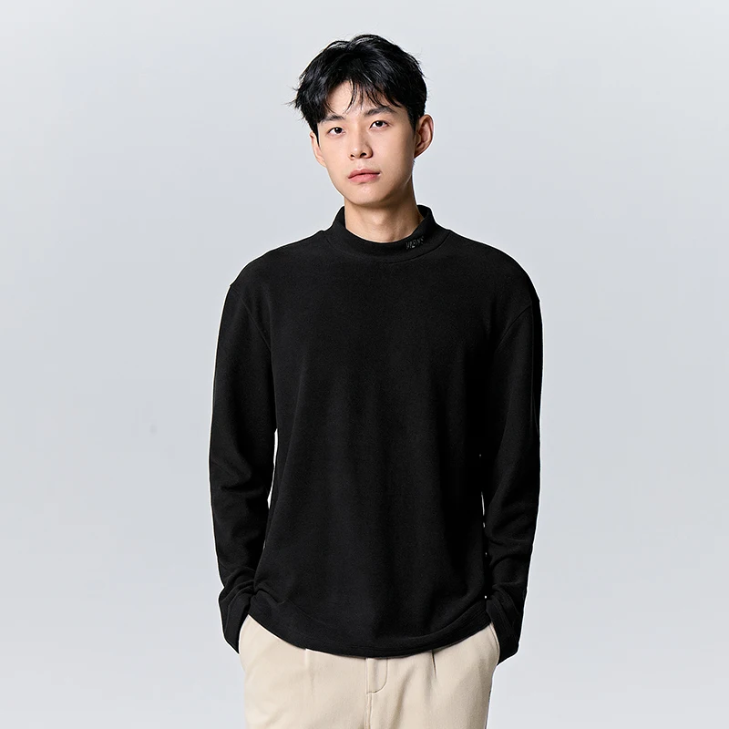 Semir 2024 Long-Sleeved T-Shirt Men  Winter New Solid Color Heated Turtleneck Winter Bottoming Shirt Fashionable Pullover Top