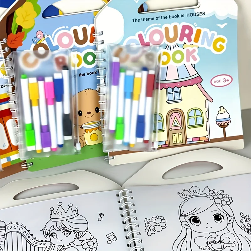 Graffiti Drawing Book, Coloring Book, Children's Fun Drawing Book,Enlightenment Cartoon Coloring Book, Includes 6 Erasable Pens