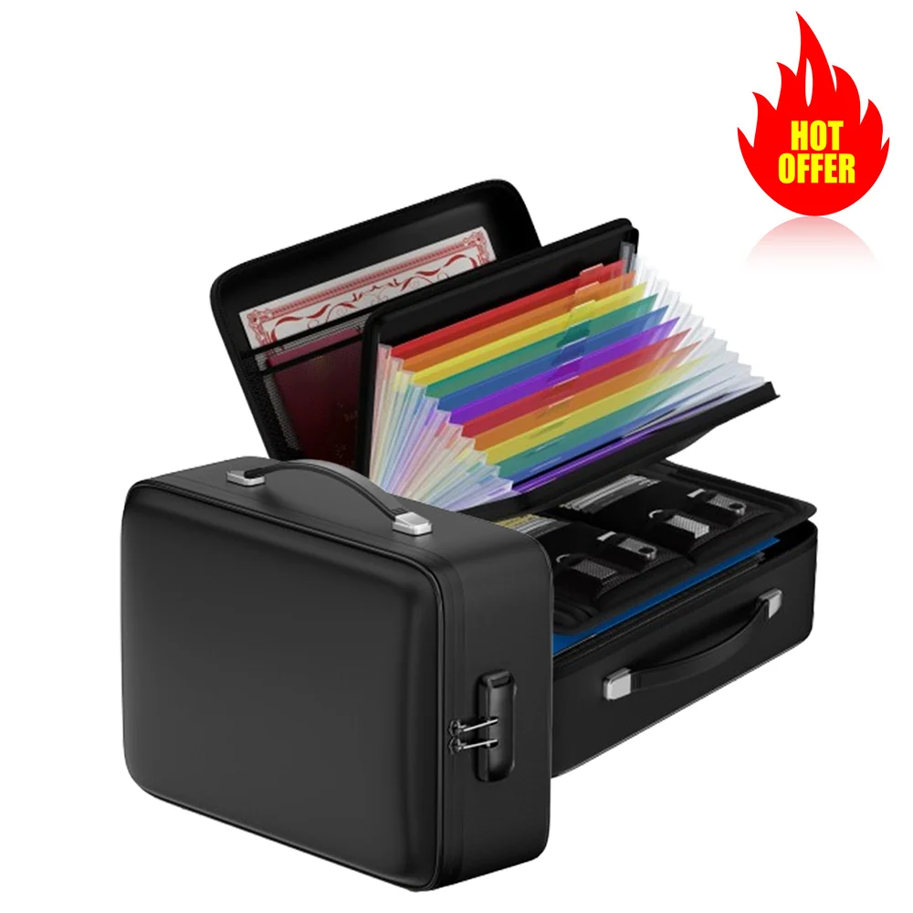 

Hot Selling Fashion Document Storage Box Fireproof Document Storage Box with 13 Page Extension Document Storage Box Hard Box